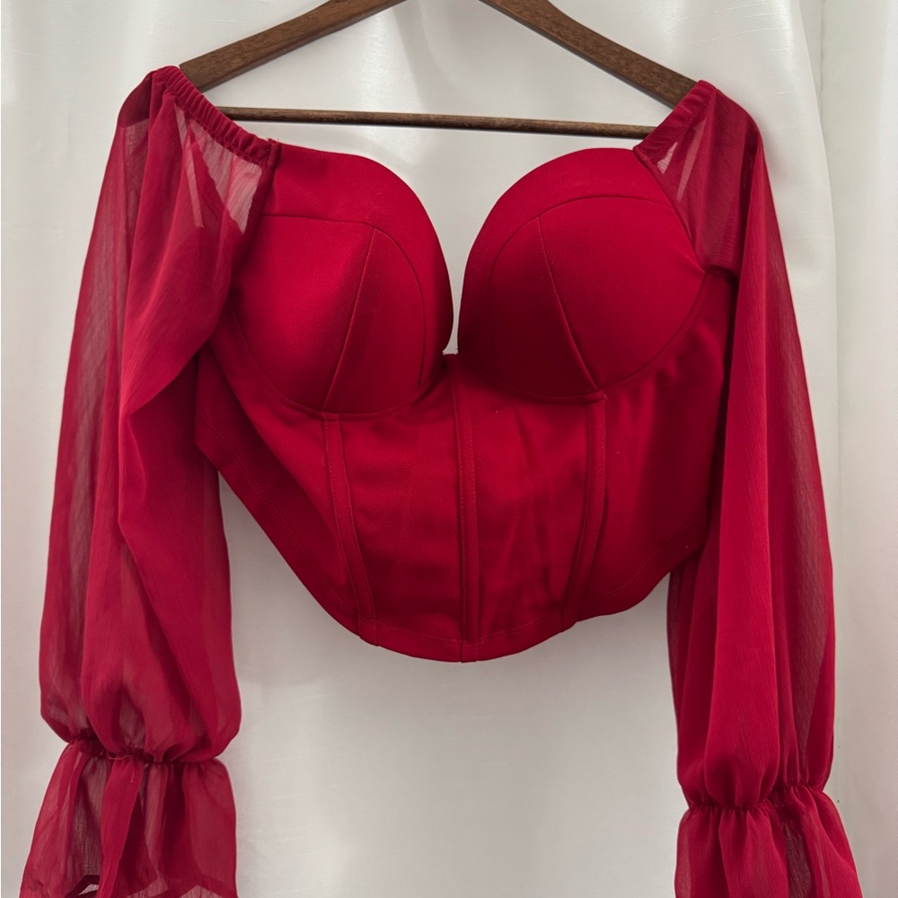 Red Off-Shoulder Corset Top